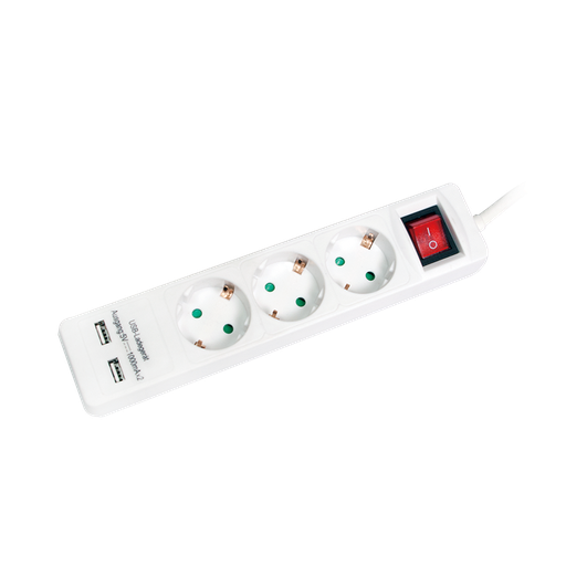 [143882] LogiLink® Socket outlet 3-way with 2x USB, 1.4 m cable
