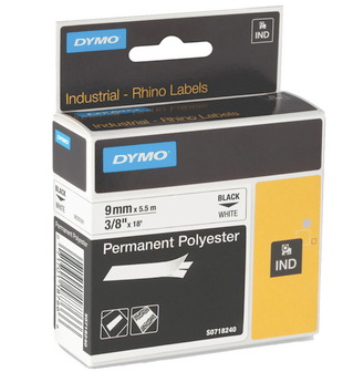 [144037] DYMO - Rhino bånd IND, polyester 9 mm Sort på hvid