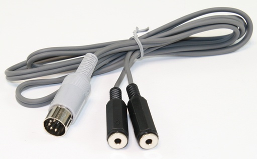 [144038] Kabel, DIN 5-pol han 180gr. til 2x3,5mm jack hun mono, 1,2m