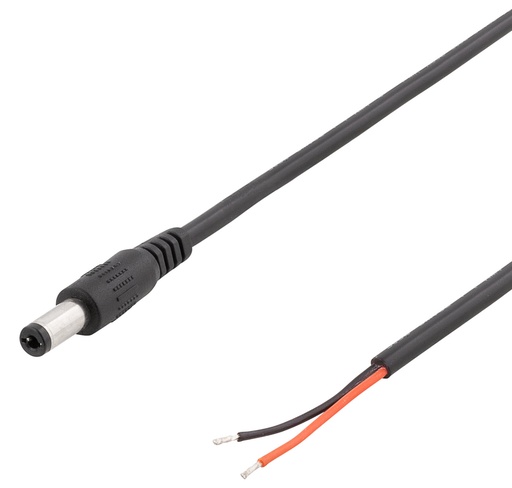 [144130] DC kabel 5.5x2.1mm DC to open ended wire, 2m, 20AWG, black