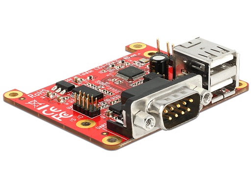 [144134] DeLOCK 62649, RPI tillægsmodul, 2xUSB Type A, RS-232, inkl montering