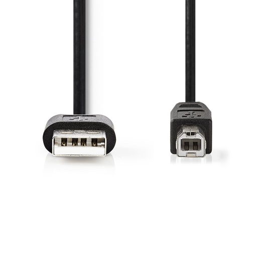 [144288] USB 2.0 kabel, A til B, 2,0 meter Sort