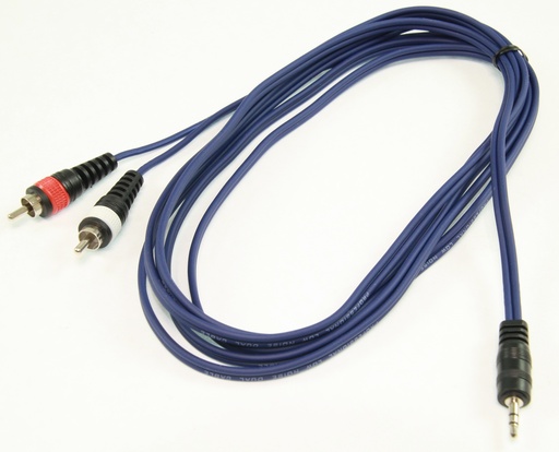 [144580] Stereo mini jack &gt; 2 x Phono han L/R, 3 m. SORTE STIK