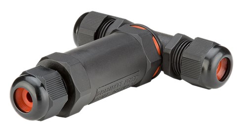 [144697] T-piece cable connection 3 Pol IP68 I Shape 450V 24A 1.0 to 2.5 mm² Cable Wire Gland Sleeve connector