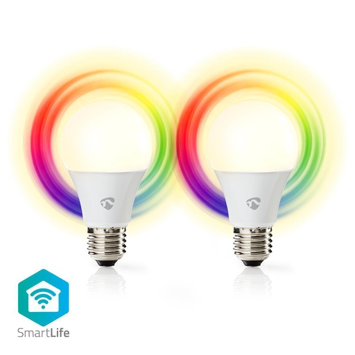 [144704] Smart LED-pære til Wi-Fi | Fuldfarve og varm hvid | E27 | Pakke med 2 stk.