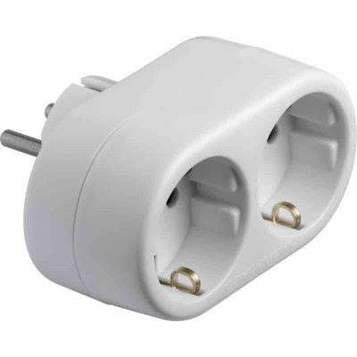 [145177] 2-stikdåse, Schuko adapter, hvid