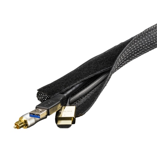 [145372] Kabelstrømpe i nylon, med velcrolukning, 5m, sort 20-30mm