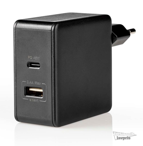 [145559] USB-C, 3.0, Dobbelt oplader, USB-C + A, 57W