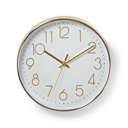 [145897] Rundt vægur | 30 cm i diameter | Letlæselige tal | Guld