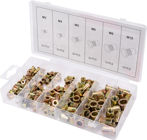 [145979] Blindnitte Møtrik sortiment ,M3,M4,M5,M6,M8,M10; Stål; 150pcs.