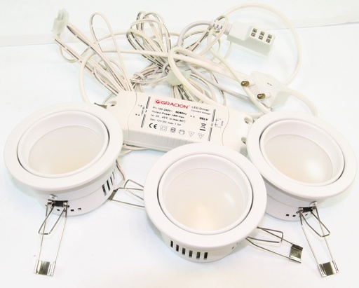 [146664] LED Spot x 3 INCL. transformer Ø=90mm. 3x4W varm hvid