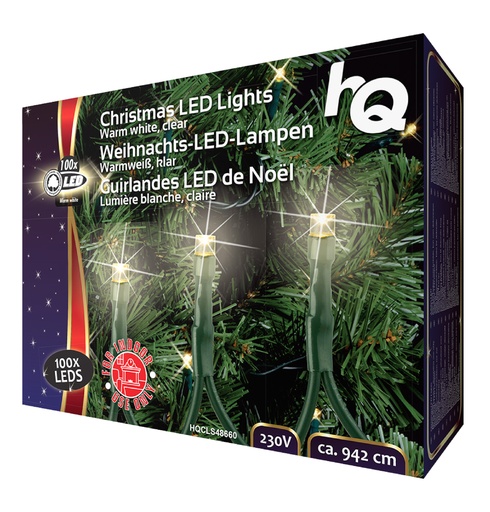 [141403] Juletrtræslys, 100 x LED, 9.42m - Varm Hvid, Indendørs