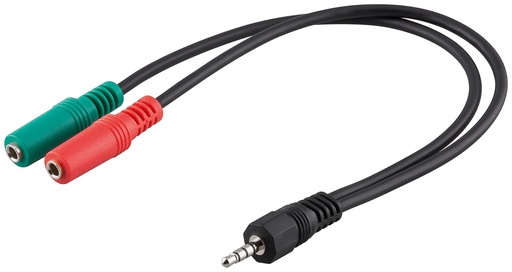 [134596] 3,5 mm jack adapter kabel 3,5 mm stik (4-polet, Stereo)> 2x 3,5 mm stik (3-polet, stereo)