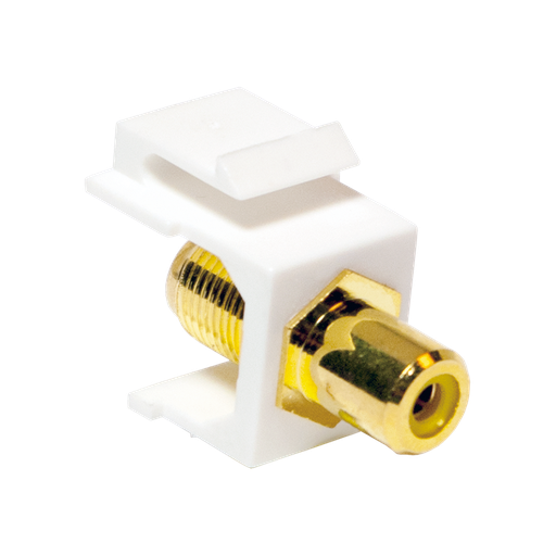 [134931] Keystone In-Line Coupler RCA female > F female - yellow