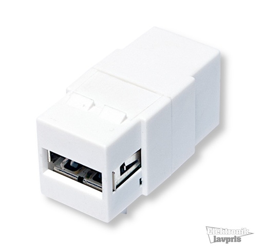 [134940] USB 2.0 Keystone-stik, A/F til USB-B/F, hvid