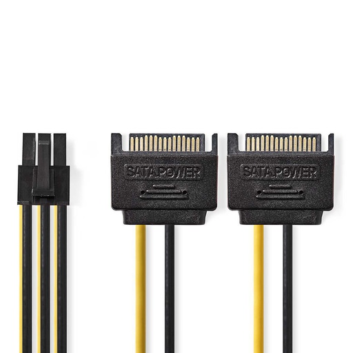 [135146] Splitterkabel, PCI Express hun > 2x SATA 15-pin han, 0.15m