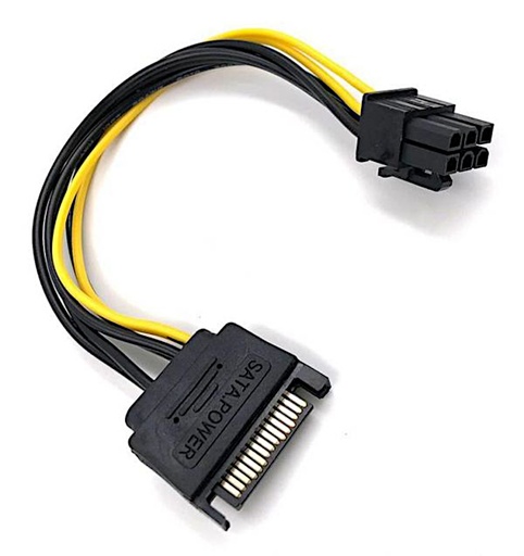 [135147] PCI Express hun adapterkabel > SATA 15-pin han, 15cm 6 Pol