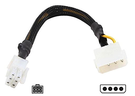[109068] PCI Express Strømkabel, 4Pin > 6Pin, 6"