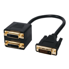 [109580] Kabel splitter DVI-D han -> 2 x DVI-D hun, guldbelagt