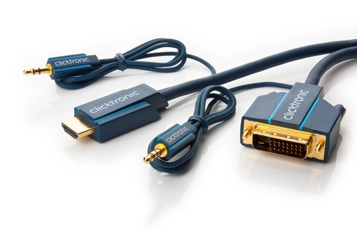 [131853] Clicktronic DVI - HDMI med lyd, 5m
