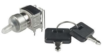 [132574] Key Switch 28/0,1A - 2 x ON/ON/ON PCB. Nøgle ud i midterste positioner