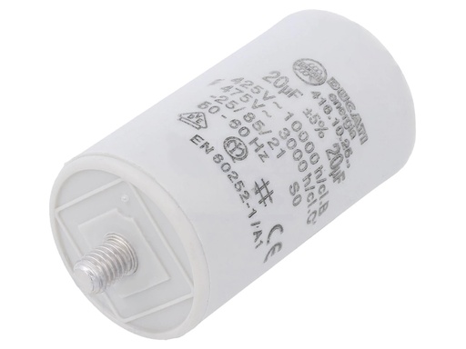 [133610] Motorstart kondensator 20uF, 475V Ø40x70mm.