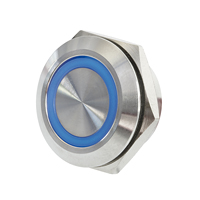 [146869] Tryktast Metal 19 mm 1 x NC + 1 x NO Blå ringlys
