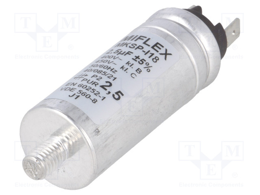 [147316] Motorstart kondensator 2,5uF, 450V 25x62mm
