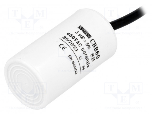 [147319] Motorstart kondensator 3uF 450V =35x60mm