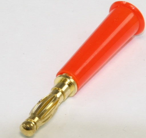 [147356] Bananstik HAN 4mm Rød, Guld, Loddemontering