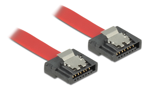 [147660] DeLOCK SATA FLEXI cable, 6Gbps, lock clips, 10cm, red