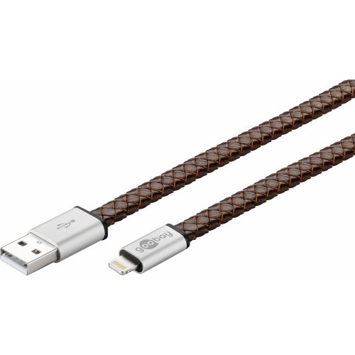 [148172] iPhone / iPad / iPod Lightning USB kabel Læder - 1 meter