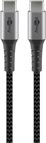 [148496] USB-C to USB-C Textile Grå/Sølv 1 m
