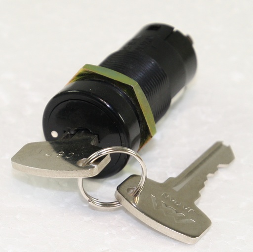 [148660] Key Switch 250V/0,5A - 1 x ON/ON. Nøgle ud i 2 positioner