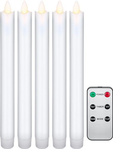 [148793] LED Kertelys i voks 5 stk. inkl. fjernbetjening