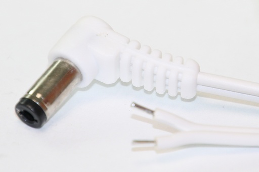 [148901] DC-kabel 2,5/5,5 vinklet 0.5mm² 1,5m løs ende HVID