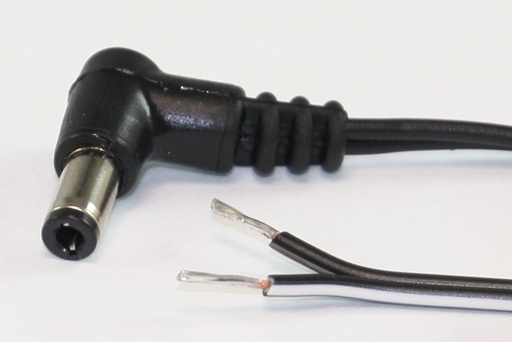 [148903] DC-kabel 2,5/5,5 vinklet 0.5mm² 1,5m løs ende SORT