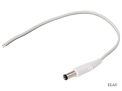 [148906] DC-kabel 2,5/5,5 lige 0.5mm² 0,2m løs ende Hvid