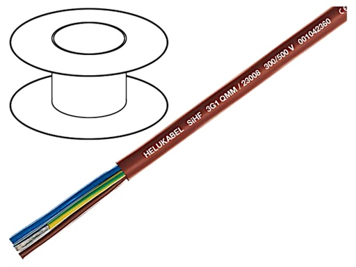 [148970] Netledning 2x2,5mm², silikone, brun, rund SIHF