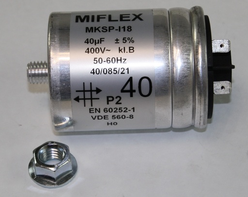 [149021] Motor capacitor 40 F 400/450VAC =60x80mm.