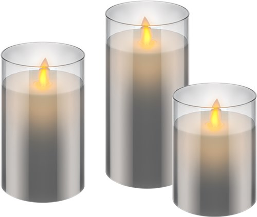 [149367] LED stearinlys 3 stk gte vokslys i glas Smuk og sikker belysningslsning
