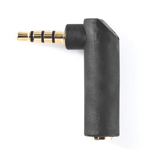 [149389] Stereo Audio Adapter, 3.5mm han > 3.5mm hun, forgyldt, vinkel 90°