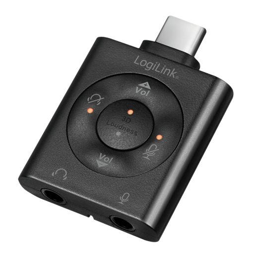 [149642] USB 3.2 audio adapter with EQ, USB-C/M to 2x 3.5 mm/F, 7.1 channel