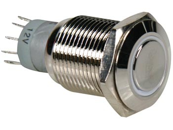[149766] Trykafbryder/omskifter 16mm. med hvid ringlys