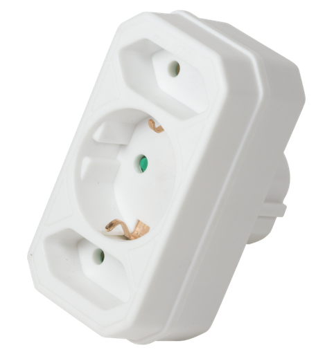 [149858] Euro/Schuko Adapter, 3-stikdåse, hvid