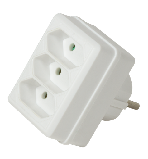 [149859] 3-stikdåse for stikkontakt Euro Adapter Hvid