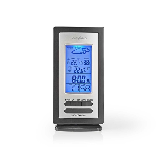 [149866] vejrstation | Indendørs & Udendørs | Inkluderet trådløs vejrsensor | Vejrudsigt | Tidsvisning | LCD Display | Alarmurfunktion