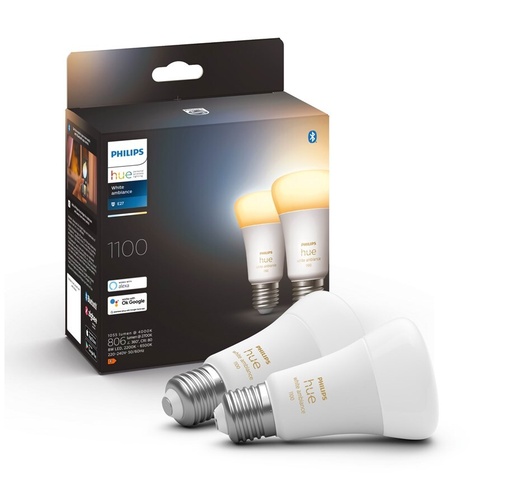 [150091] Hue White Ambiance - 8W A60 E27, BT (2-pak)