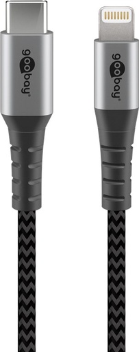 [150653] Apple Lightning til USB C ,Tekstil, grå/sølv, 0,5 meter