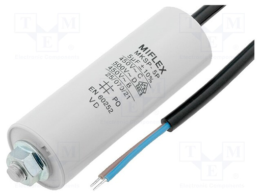 [150843] Motorstart kondensator 8uF 450VAC =35x65mm.